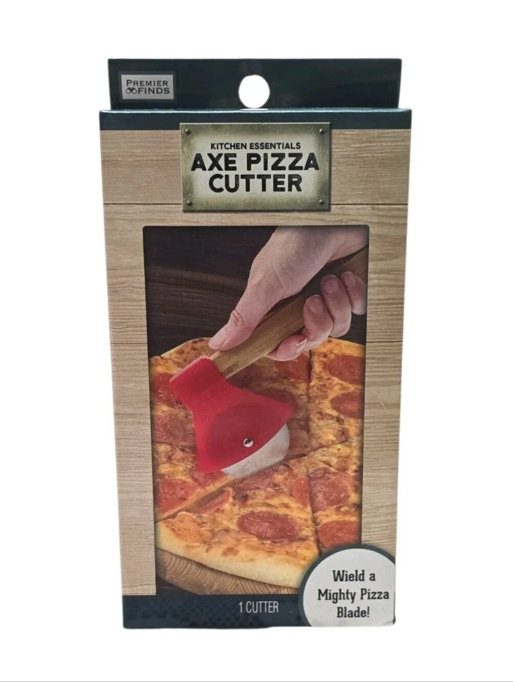 NEW Axe Pizza Cutter Stainless Steel Blade Wooden Handle Lumberjack Novelty Gift